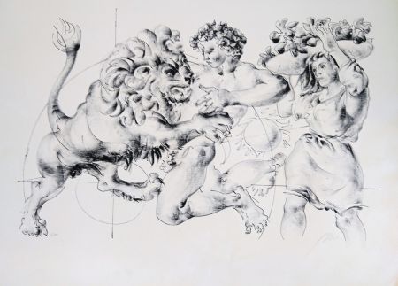 Lithographie Erni - Lion