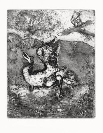 Radierung Chagall - L'Oiseau blessé d'une flèche