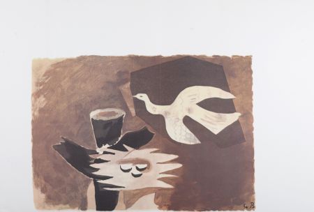 Lithographie Braque - L'Oiseau et son nid, 1956
