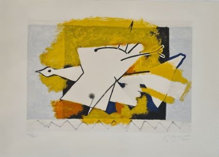 Lithographie Braque - L'oiseau jaune 