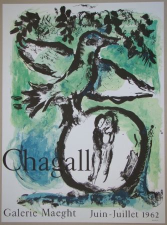 Lithographie Chagall - L'oiseau vert