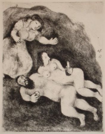 Radierung Und Aquatinta Chagall - `Lot et ses Filles