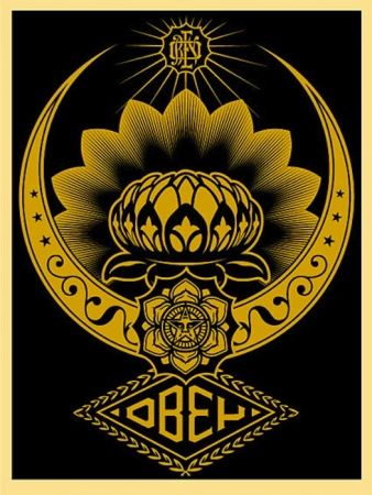 Siebdruck Fairey - Lotus Ornament Gold 