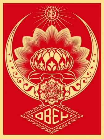 Siebdruck Fairey - Lotus Ornament Red