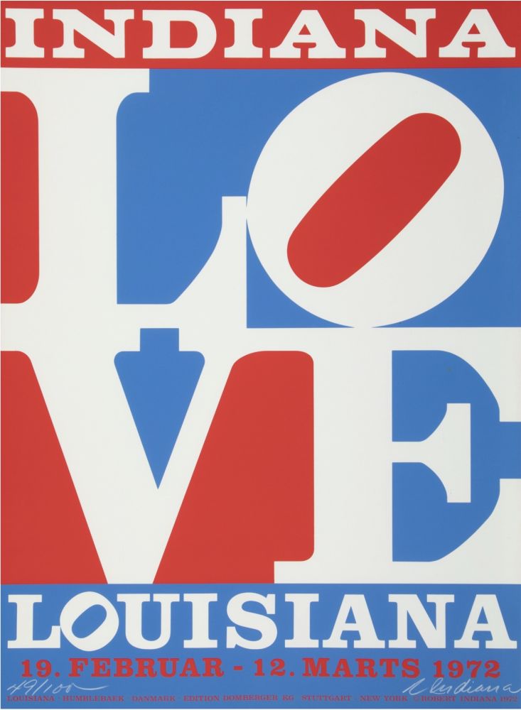 Siebdruck Indiana - Louisiane, LOVE, 1972 - Hand-signed