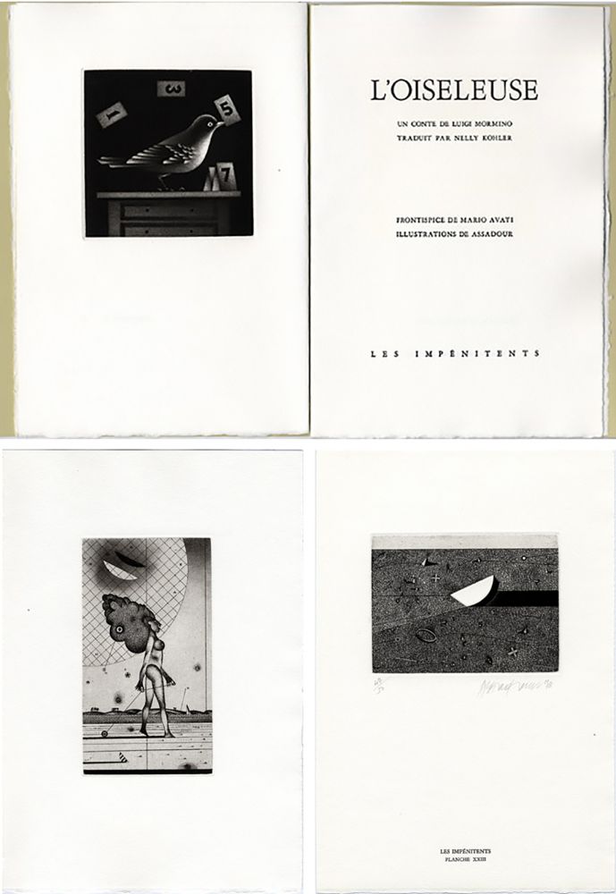 Illustriertes Buch Assadour - Luigi Mormino : L'OISELEUSE (L'UCCELLATRICE). Gravures d'Assadour, frontispice d'Avati