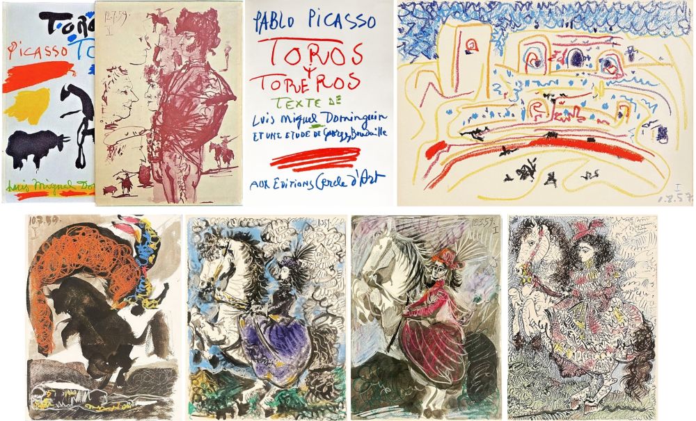 Illustriertes Buch Picasso - Luis Miguel Dominguin. TOROS Y TOREROS. Avec lithographies en couleurs par F. Mourlot d'après Picasso (1961)