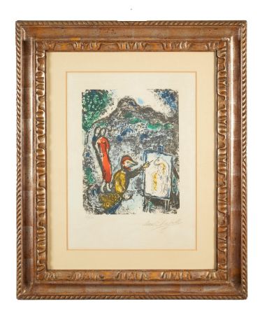 Lithographie Chagall - Marc Chagall (1887-1985) - Devant St. Jeannet (In front of St. Jeannet) - Coloured lithograph on Arches paper - 1972.