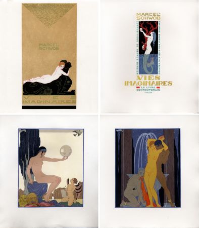 Illustriertes Buch Barbier - Marcel Schwob : VIES IMAGINAIRES. Compositions par George Barbier. Le Livre Contemporain (1929). Dans une reliure Art-Déco.