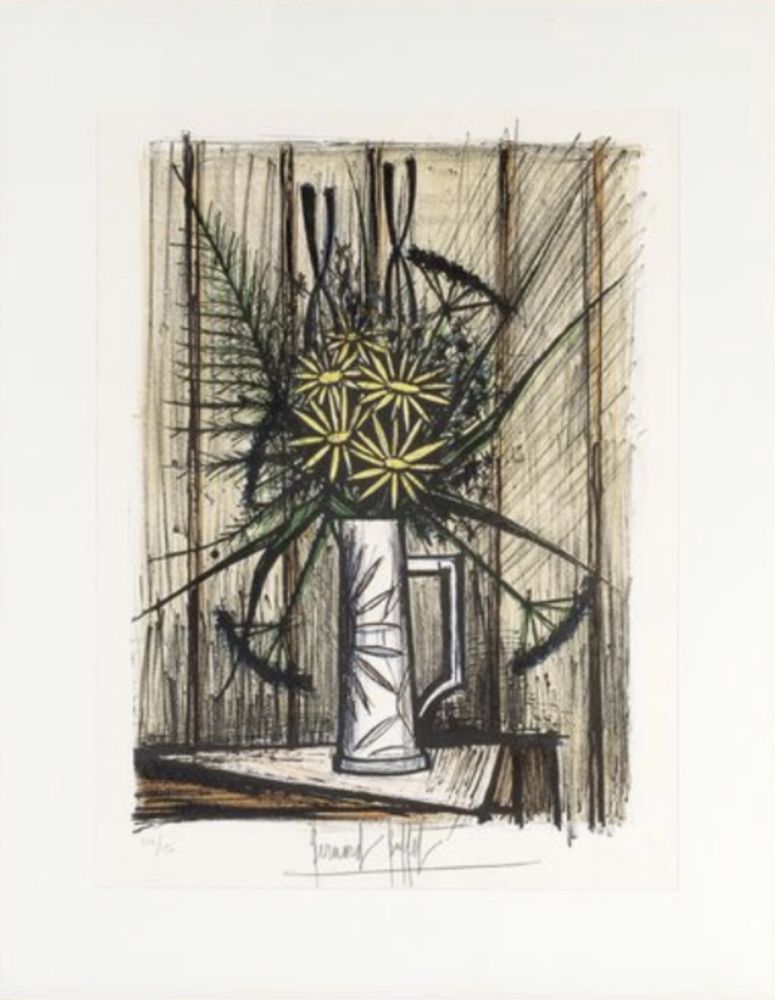 Lithographie Buffet - Marguerites et Iris