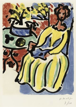 Aquatinta Matisse - Marie-José en robe jaune (D. 817)