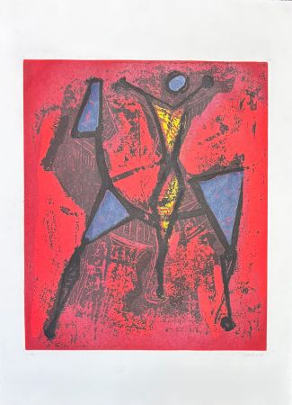 Aquatinta Marini - Marino Marini (1901-1980) - CAVALIERE I - Color Aquatint on Goya paper - 1972