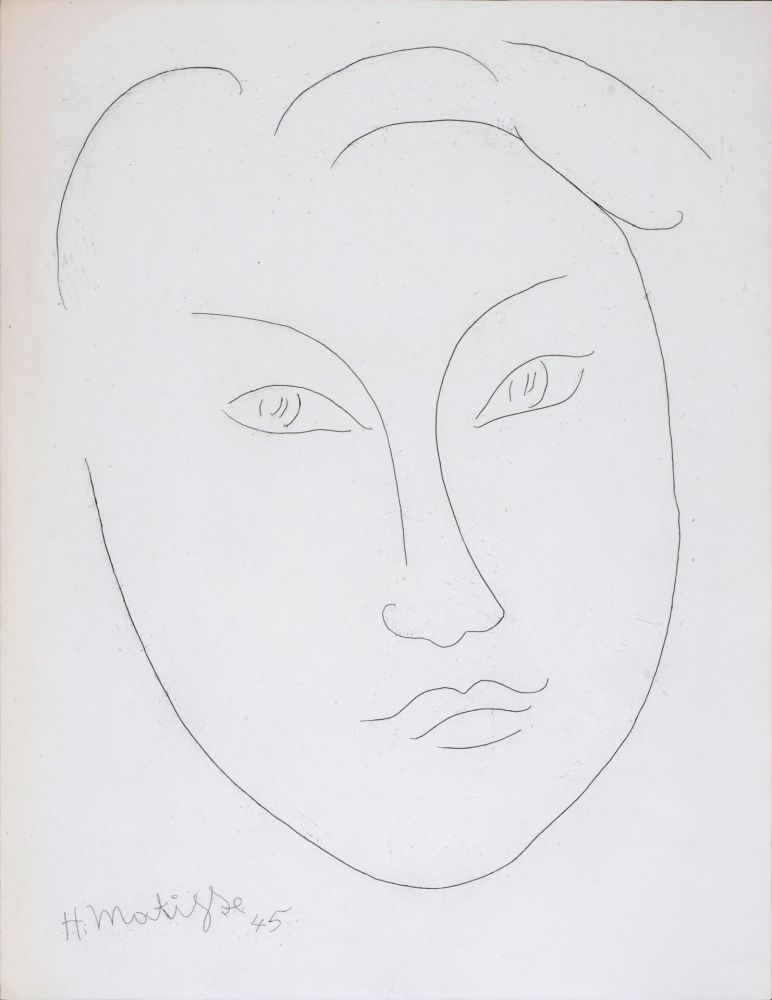 Radierung Matisse - Masque de jeune garçon, 1946