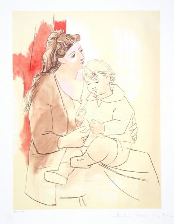 Lithographie Picasso - Maternite au Rideau Rouge, K-1