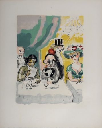 Lithographie Van Dongen - Max invité par Manolo ou le griveleur malgré lui, 1949