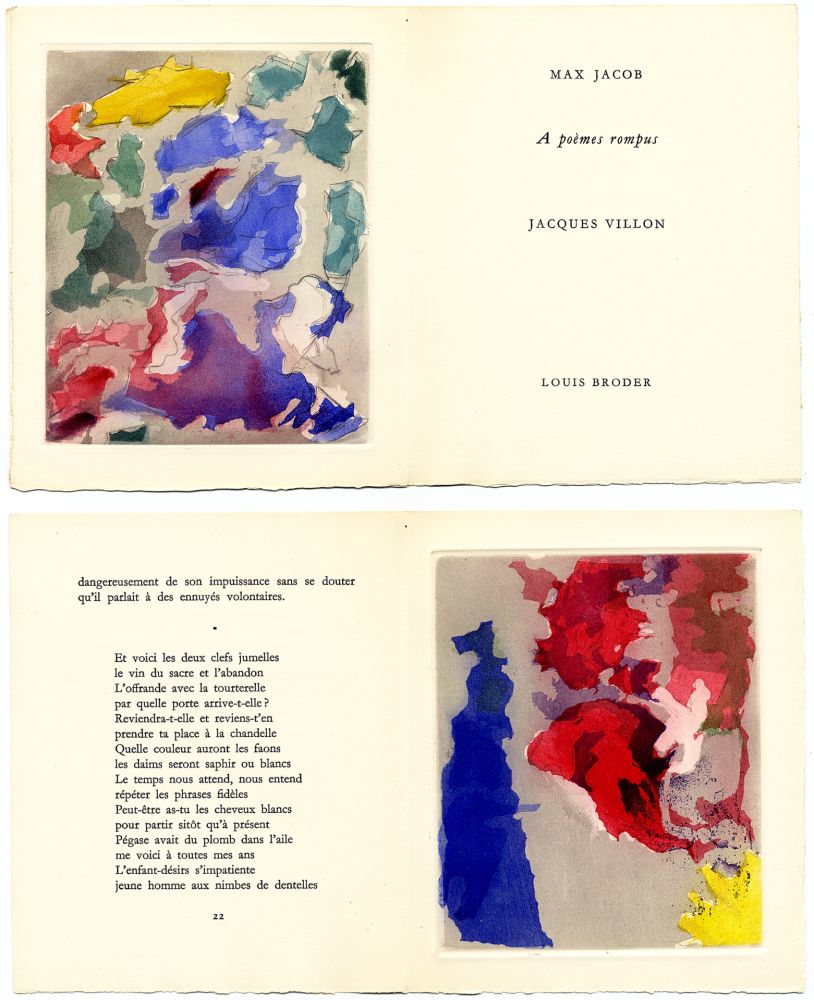 Illustriertes Buch Villon - Max Jacob : À POÈMES ROMPUS. 5 gravures originales en couleurs (1960) 
