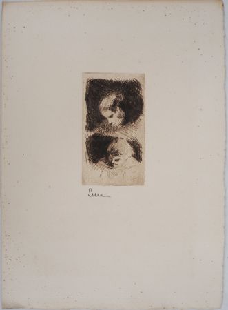Kaltnadelradierung Luce - Maximilien LUCE - Etude d'un jeune enfant Vers 1890 - Gravure originale signée 