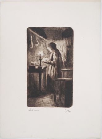Kaltnadelradierung Luce - Maximilien LUCE - La cuisine (rue Cortot) Vers 1895 - Gravure originale signée