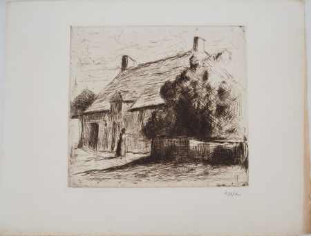 Kaltnadelradierung Luce - Maximilien LUCE - Maison villageoise à Bessy-sur-Cure Vers 1900 - Gravure originale signée
