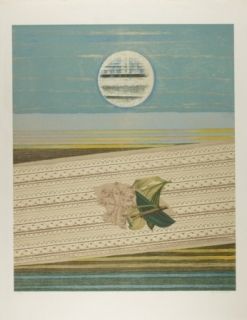 Lithographie Ernst - Mer et soleil