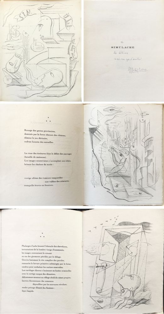 Illustriertes Buch Masson - Michel Leiris : SIMULACRE. 7 lithographies originales. Ex. dédicacé (1925)