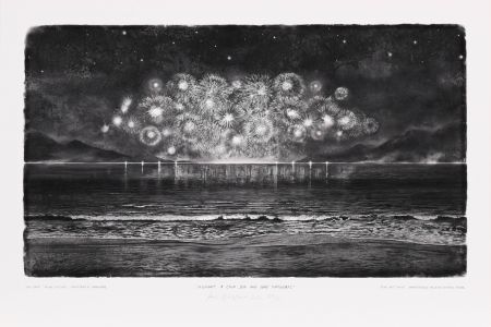 Digitale Druckgrafik Op De Beeck - Midnight, a calm Sea and some Firework