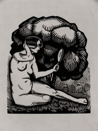 Holzschnitt Moreau - MIROIR / MIROR - Gravure s/bois / Woodcut - 1921