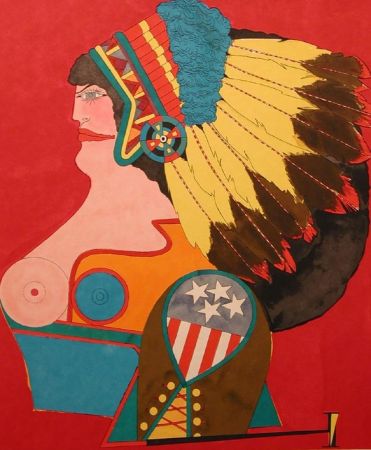 Lithographie Lindner - Miss american indian