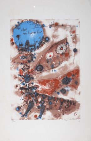 Lithographie Tobiasse - Mon village dans la pomme bleue, 1961 - Hand-signed