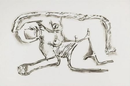Lithographie Wesselmann - Monica Lying on Her Side with Scribble