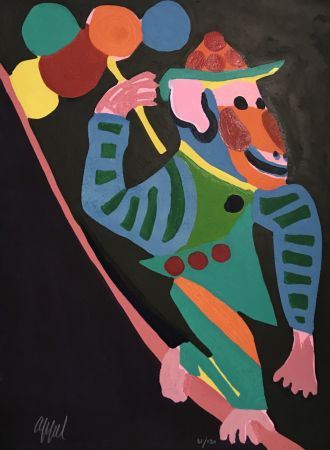 Holzschnitt Appel - Monkey with Balloons from the Circus series