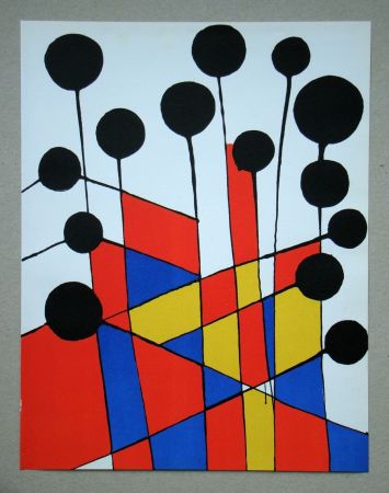 Lithographie Calder - Mosaique et ballons noirs