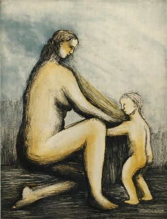Radierung Und Aquatinta Moore - Mother & Child XXVIII