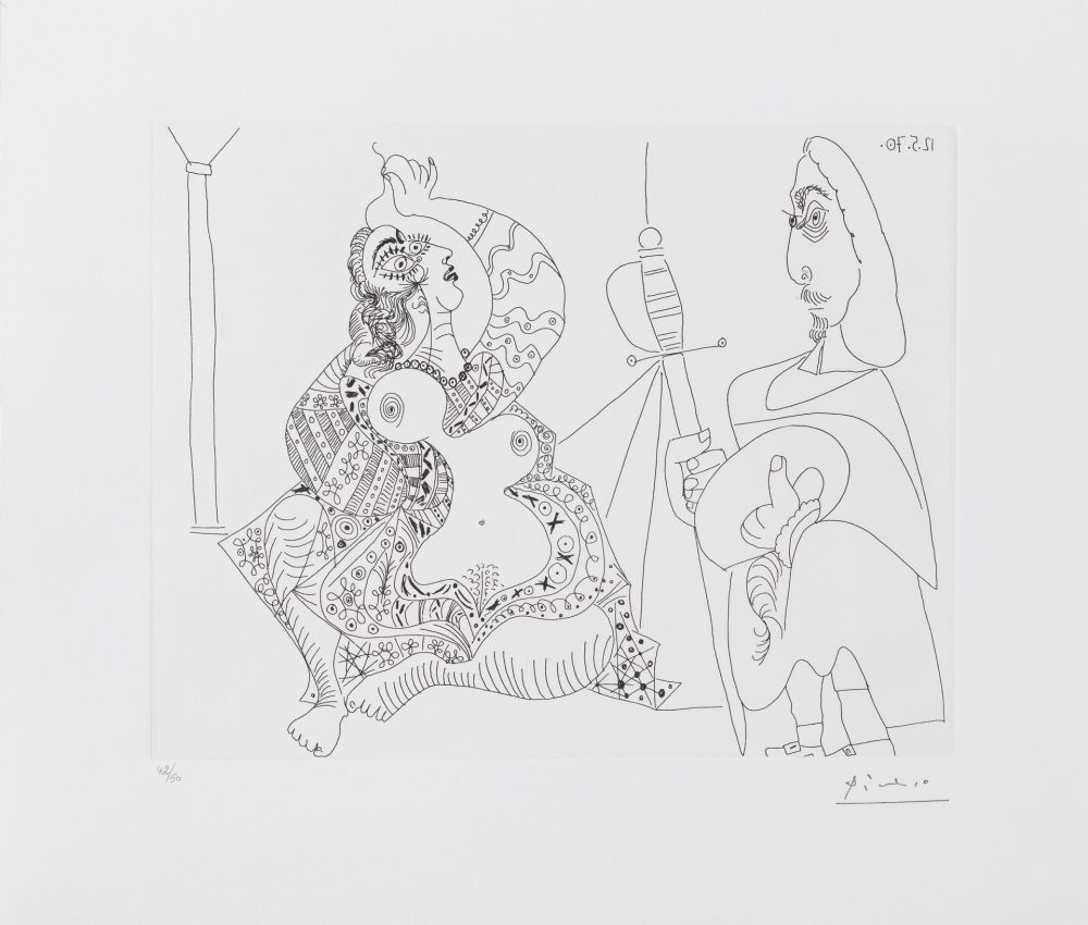 Stich Picasso - MOUSQUETAIRE ET ODALISQUE, MEDUSE, (BLOCH 1902) – etching – 1970