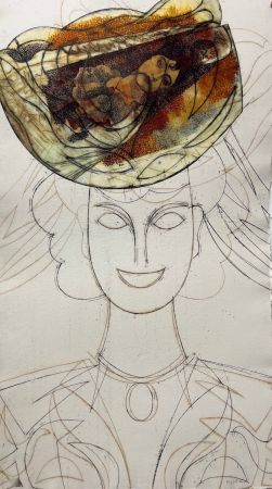 Radierung Und Aquatinta Valdés - Mujer con sombrero IV