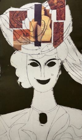 Radierung Valdés - Mujer con sombrero IV
