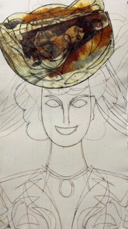 Radierung Valdés - Mujer con sombrero IV
