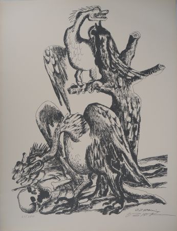 Lithographie Zadkine - Mythologie Hercule et les oiseaux du lac Stymphale