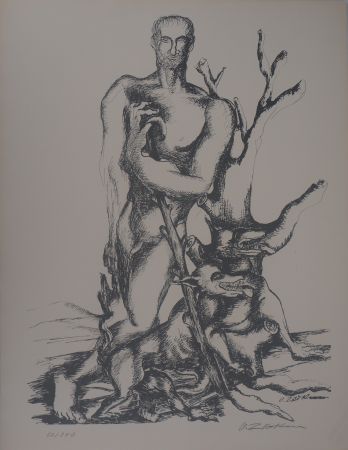 Lithographie Zadkine - Mythologie : Hercule triomphant face à Cerbère