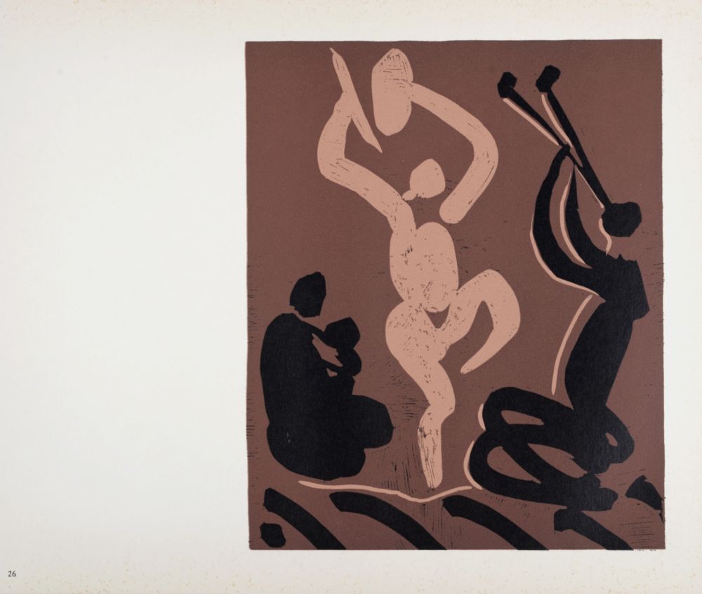 Linolschnitt Picasso (After) - Mère, danseur et musicien, 1962