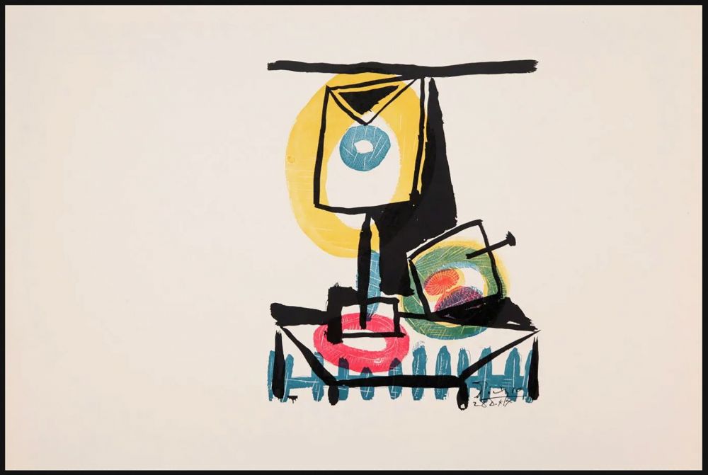 Stich Picasso - NATURE MORTE AU VERRE ET À LA POMME (Le grand verre). Pointe sèche et burin (1944)