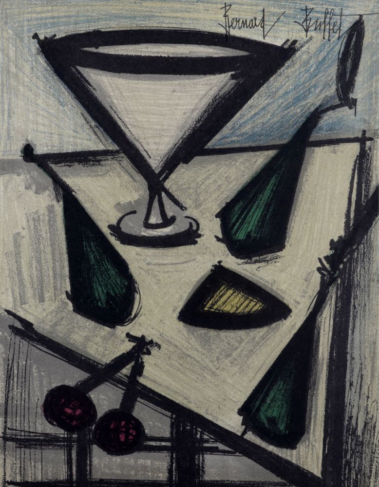 Lithographie Buffet - Nature morte aux fruits, 1967.