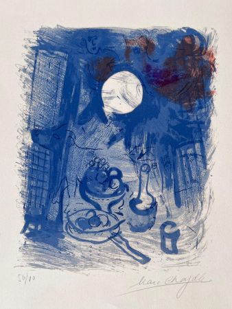 Lithographie Chagall - Nature morte bleue 