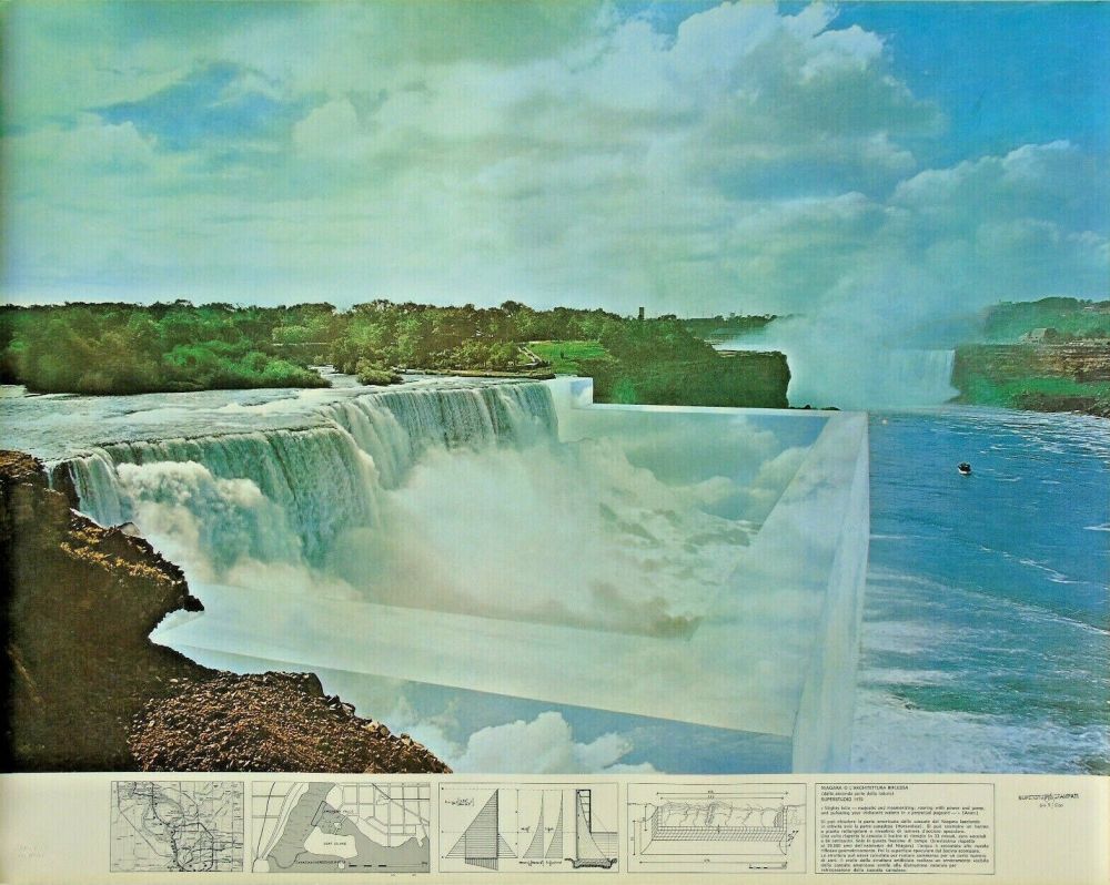 Lithographie Superstudio - Niagara o l'architettura riflessa