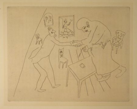 Radierung Chagall - (Nicolas Gogol, Les Ames Mortes,12)