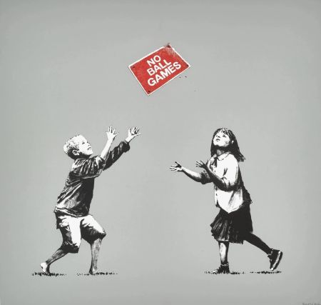 Siebdruck Banksy - No Ball Games - grey