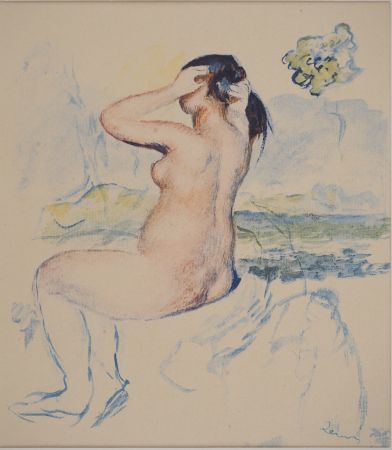 Lithographie Renoir - Nu au rocher