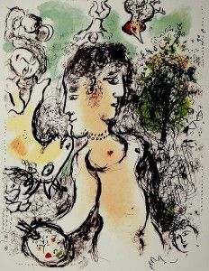Lithographie Chagall - Nu au visage double