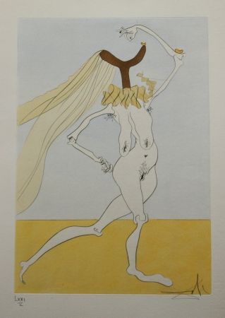 Radierung Dali - Nu aux Voilettes / Nude with Veils