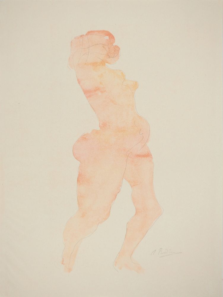 Lithographie Rodin - Nu dansant